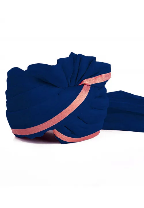 Men's Woven Silk Solid Turban/Pagri (Color-BLUE)