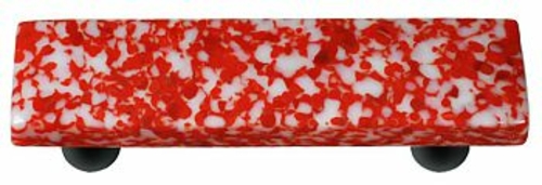Hot Knobs HK8050-PB Granite Red & White Rectangle Glass Cabinet Pull -