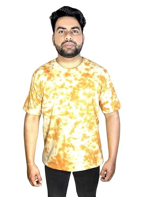 MEN' S Acid Wash Abstract Print Scrunch Navy TSHIRT (Size-2XL)