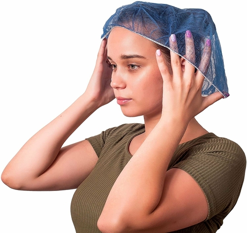 100 Pack Dark Blue Bouffant Caps 21”. Hair Caps with Elastic Stretch