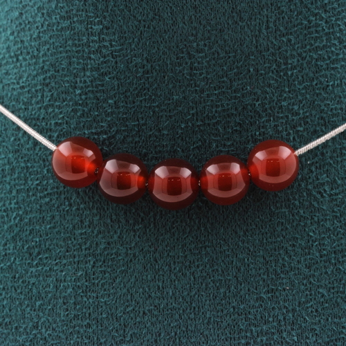 Red Agate 5 beads necklace 8 mm.