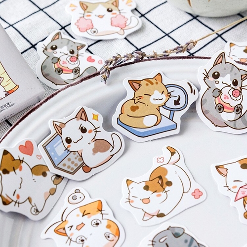 45PCS/PACK Cute Cat Sticker Paper Marker