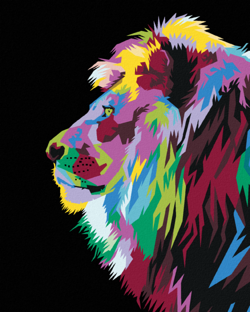 Paint by Numbers - COLOURFUL LION PHOTOGRAPHED FROM THE SIDE