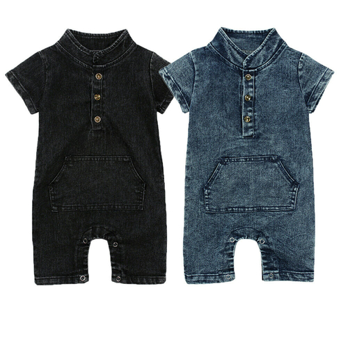 0 24M Kid Baby Boy Girl Summer Denim Romper Short