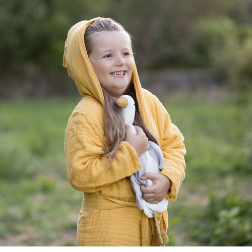 OrganicEra Muslin Bathrobe, Mustard