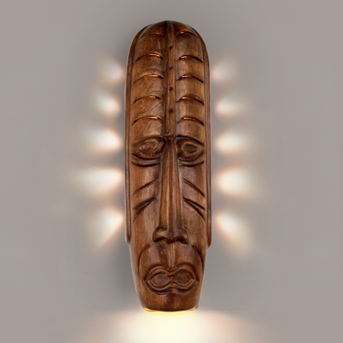 A19 Lighting NT004-AP Tribal Mask Wall Sconce, Amber Palm