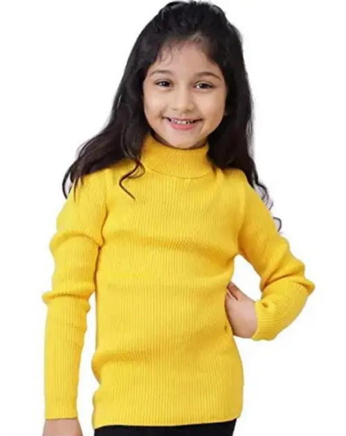 Yellow Hyneck Sweater Baby Casual Winter Full Sleeve Kids High Neck