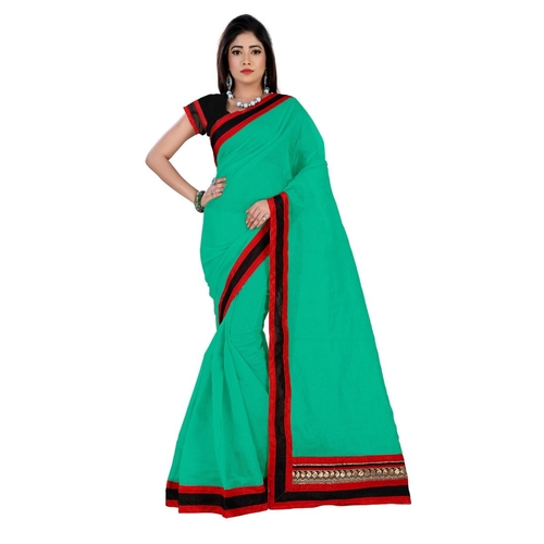 Generic Women's Chiffon Saree (Sea Green, 5-6