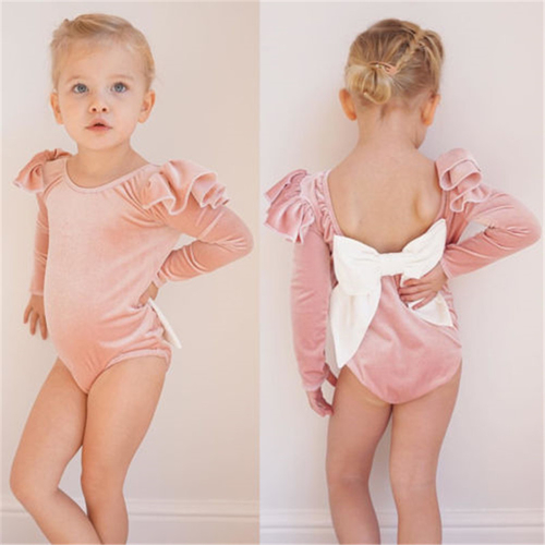 Elegant Newborn Baby Girls Cotton Bodysuit Long