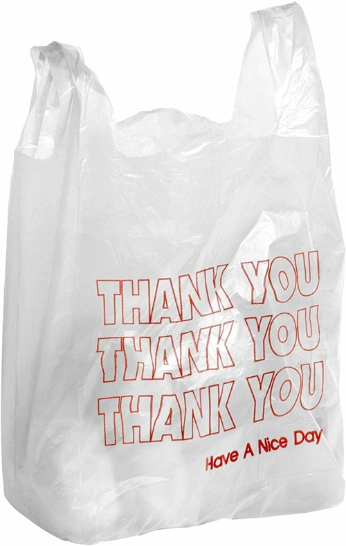 Pack of 100 Thank You T-Shirt Bags 11.5 x 6.5 x 21 Carry-Out T-Shirt