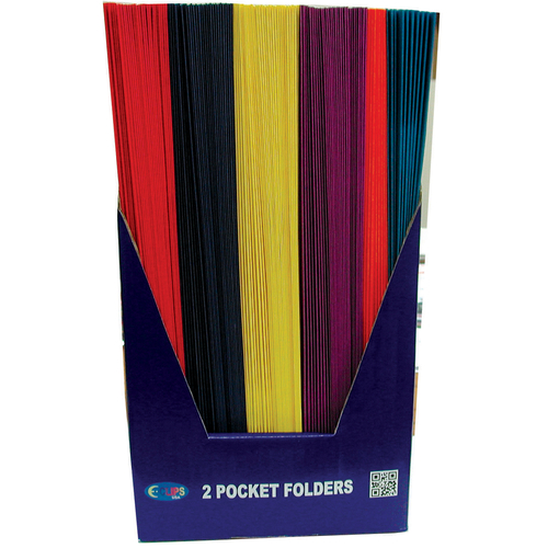 E-Clips Paper 2 Pocket Folder - Assorted Colors, 3 Hole Punched