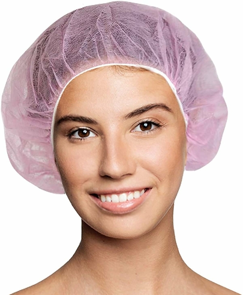Disposable PP Caps 21". Pack of 2000 Pink Polypropylene Hair Caps.