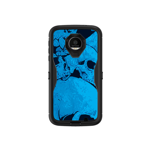 MightySkins MOZDED-Blue Skulls Skin for Otterbox Moto Z Force Droid De