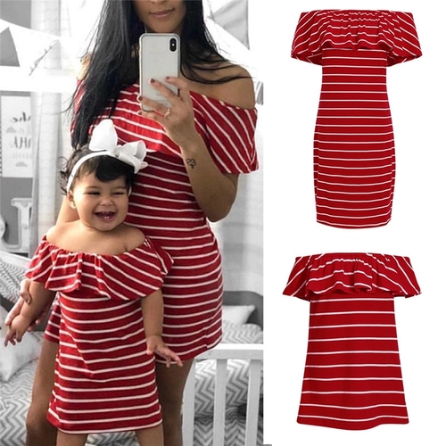 Mother and Daughter Clothes Parent-child Striped
