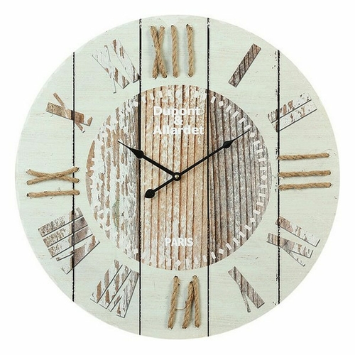 Wall Clock Circular Wood White (60 x 60 x 4,5 cm)