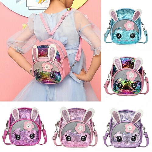 Cute Kids Toddler Girls Sequin Rabbit Schoolbag