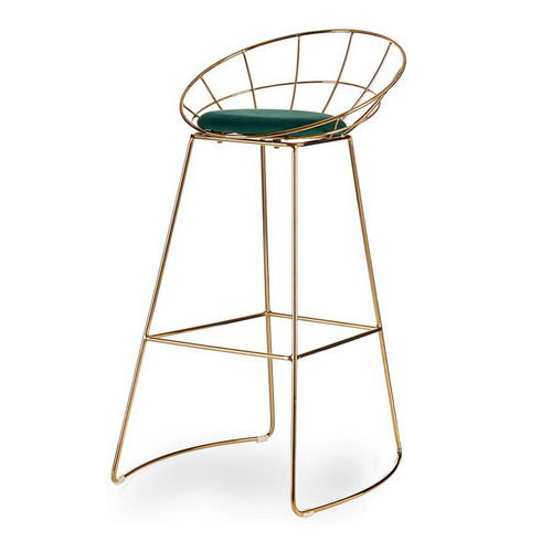 Stool Golden Green Polyester Iron (51 x 94 x 52 cm)