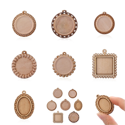 5/7pcs Fashion Wood Cabochon Base Blank Tray fit