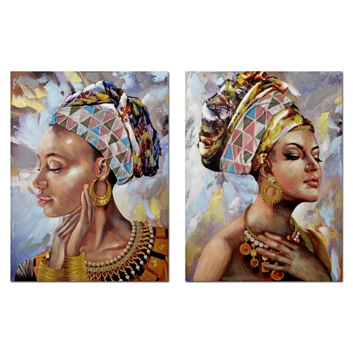Painting DKD Home Decor 90 x 3 x 120 cm Colonial African Woman (2