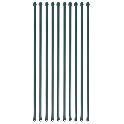 Garden Posts 10 pcs 39.4" Metal Green