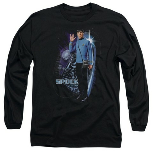 Trevco Star Trek-Galactic Spock - Long Sleeve Adult 18-1 Tee - Black- 