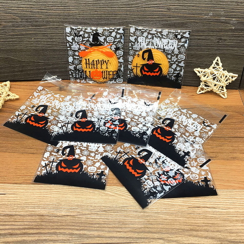 100pcs Halloween Pumpkin Ghost Bags Plastic Cute