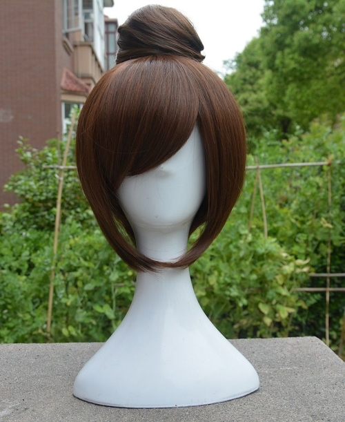 OW Mei Wig Heat Resistant Fiber Short Brown