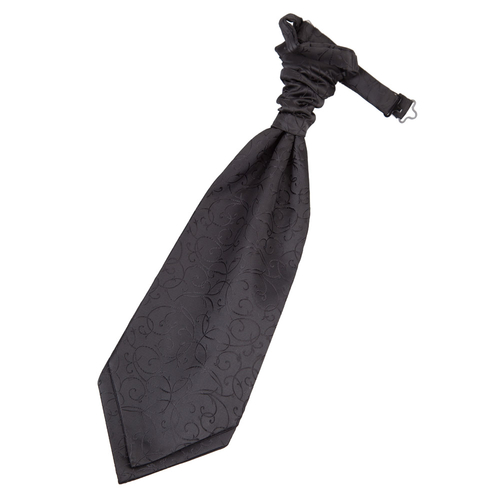 Swirl Pre-Tied Ruche Cravat - Black