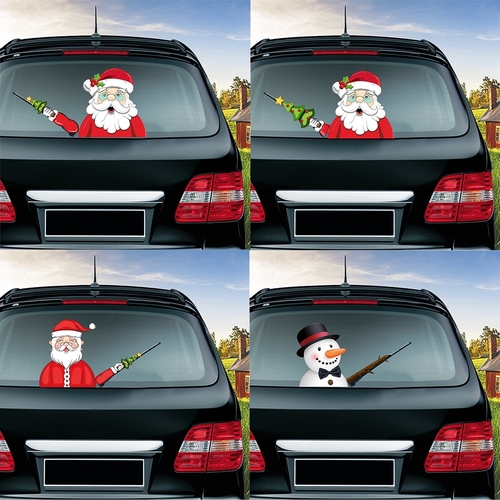 Funny Christmas Waving Wiper Decals PVC Wiper
