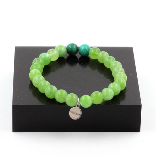 Malachite from Congo + Peridot Bracelet 8 mm Beads.