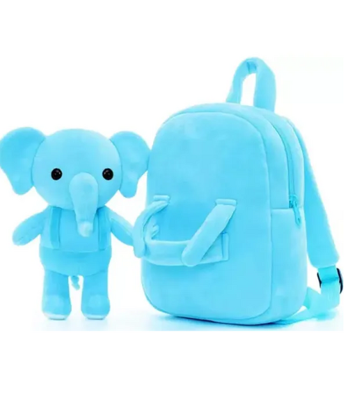 Sky Blue High Quality Teddy With Elephant Kids Bag Cute Small Soft