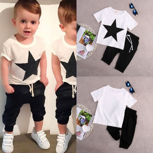 Kids Baby Boys Casual Star T shirt Tops +Harem