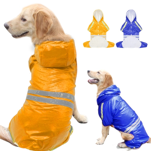 Large Dog Raincoat Waterproof Reflective Dog Rain