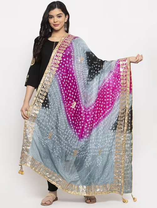 gota work bandhani dupatta
