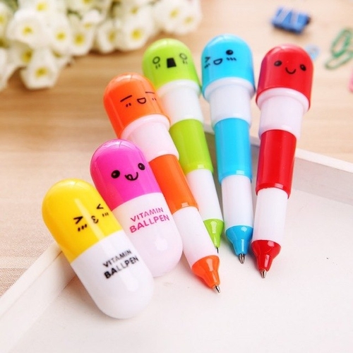 2 Pcs DIY Cute Kawaii Cartoon Pill Ballpoint Pen