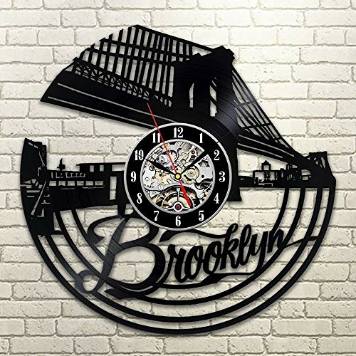 BROOKLYN SKYLINE HANDMADE VINYL RECORD WALL CLOCK FAN GIFT