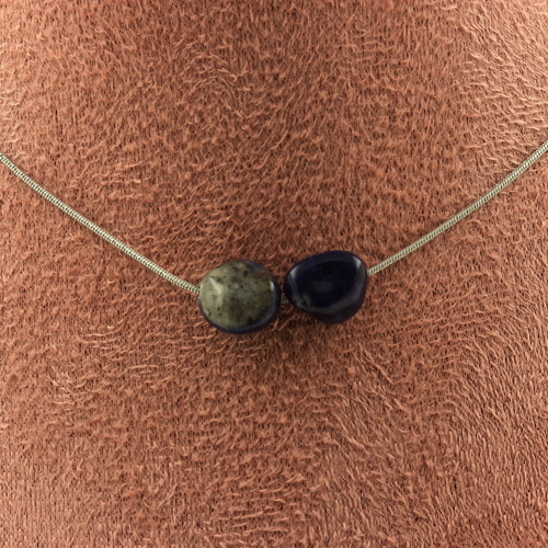 Sodalite from Brazil 2 beads necklace.