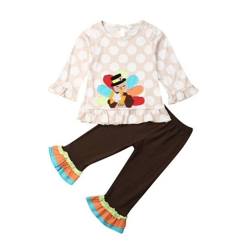 Kids Girl Turkey Print 2PCS Outfits Clothing Top