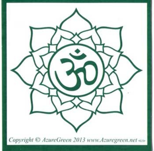 Azure Green EBEOM 3 x 3 in. Om Bumper Sticker