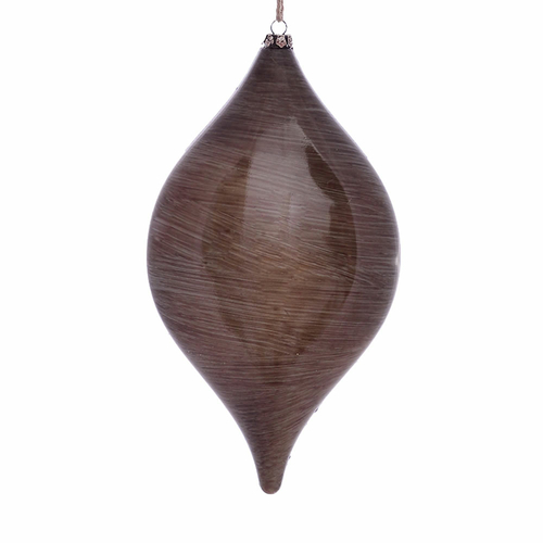 Vickerman MC197487 11.5 in. Pewter Wood Grain Drop Ornament - 2 per Ba