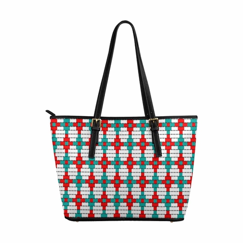 Large Leather Tote Shoulder Bag - Bohemian Multicolor Illustration