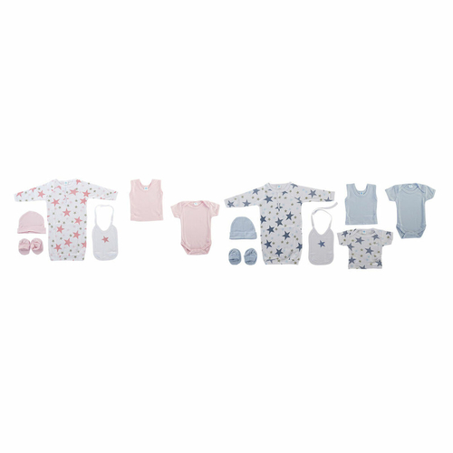 Set of clothes DKD Home Decor Blue Pink 0-6 Months Stars (7 Pieces) (2