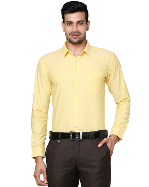 Men's Casual Party Wear lemon Shirt (Size-XXL)(Color-YELLOW)
