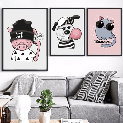 Main Rabbit Penguin Panda Wall Art Canvas image