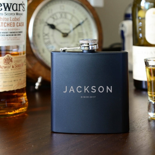 birthday flask gift | groomsman black flask | name on flask