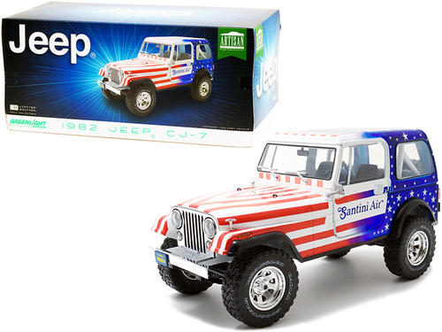 1982 Jeep CJ-7 \Santini Air\" with American Flag Graphics 1/18 Diecast
