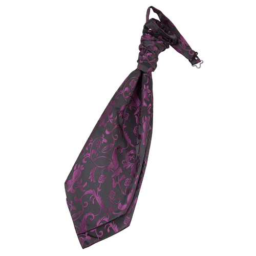 Passion Pre-Tied Ruche Cravat - Black & Purple