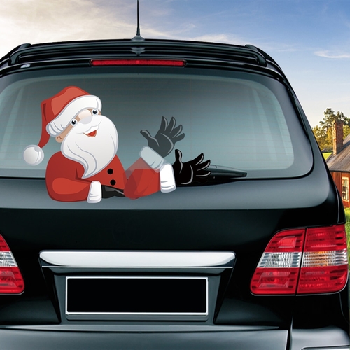 Santa Claus Waving Wiper Decals PVC Car Styling