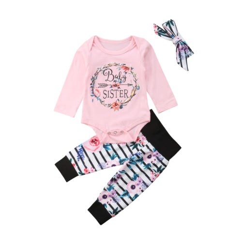 Brand New 3Pcs Baby Girls Sisters Long Sleeve