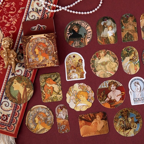 46PCS/PACK Retro Painting Lady Sticker Marker